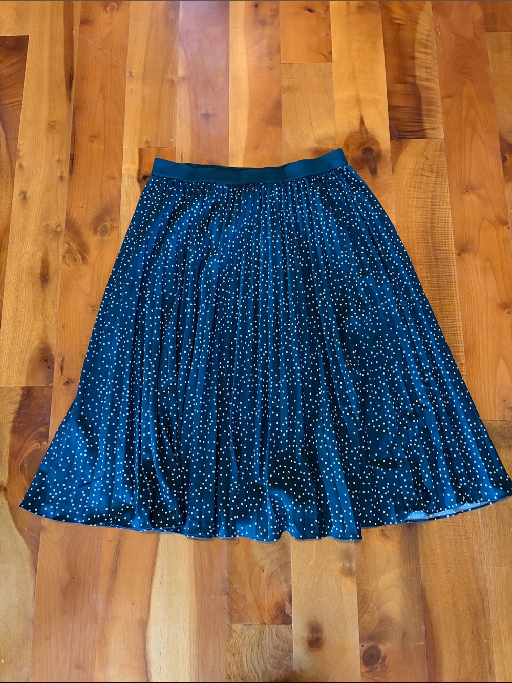 Kate Kasin Dark Green Polka Dot Pleated Midi Skirt - Size L